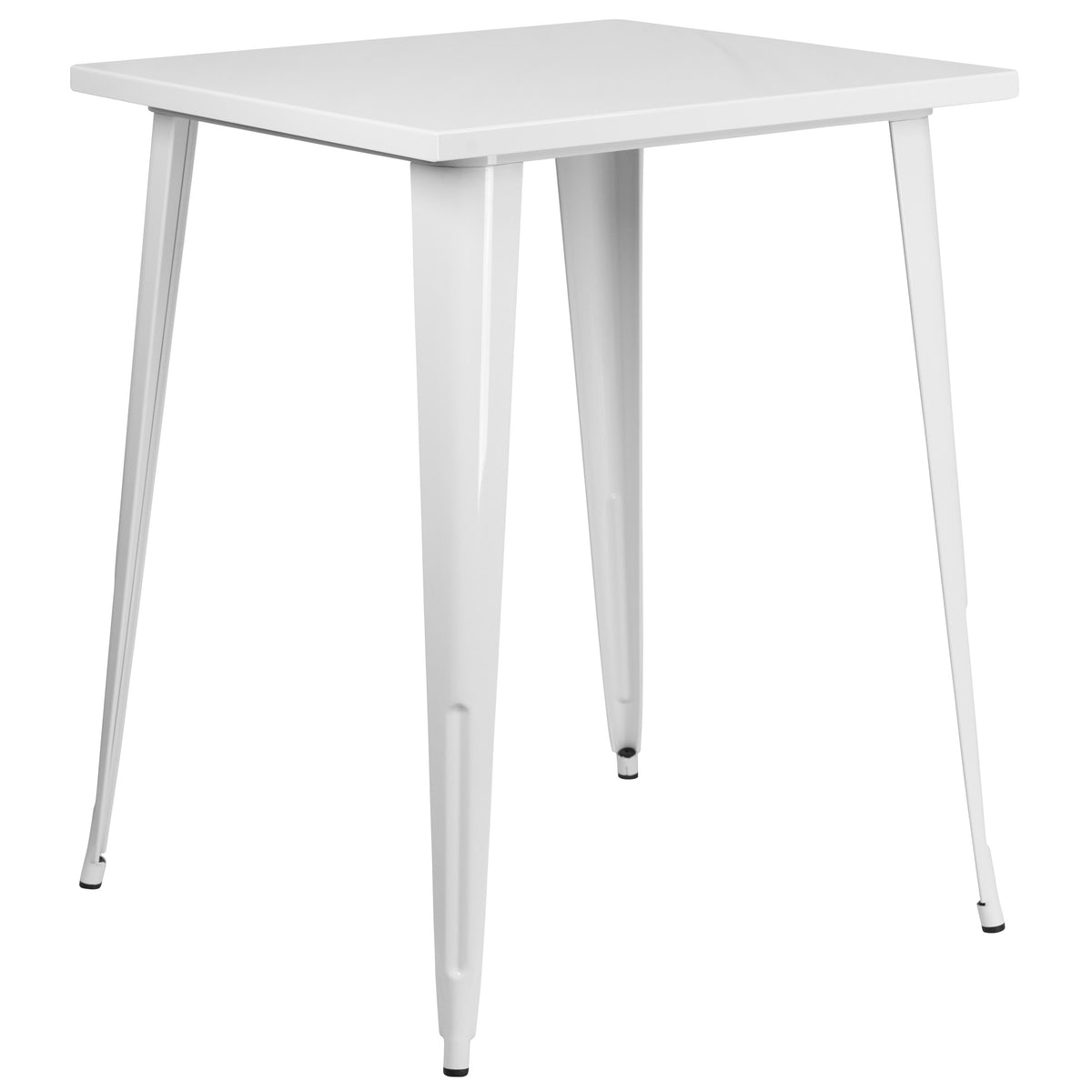 White |#| 31.5inch Square White Metal Indoor-Outdoor Bar Height Table - Café Table