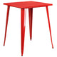 Red |#| 31.5inch Square Red Metal Indoor-Outdoor Bar Height Table - Café Table
