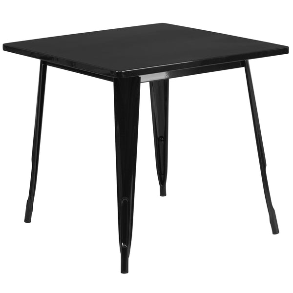 Black |#| 31.5inch Square Black Metal Indoor-Outdoor Table - Hospitality Furniture