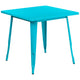 Crystal Teal-Blue |#| 31.5inch Square Teal-Blue Metal Indoor-Outdoor Table - Hospitality Furniture