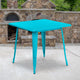 Crystal Teal-Blue |#| 31.5inch Square Teal-Blue Metal Indoor-Outdoor Table - Hospitality Furniture