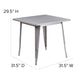 Silver |#| 31.5inch Square Silver Metal Indoor-Outdoor Table - Hospitality Furniture