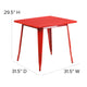 Red |#| 31.5inch Square Red Metal Indoor-Outdoor Table - Hospitality Furniture