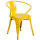 Yellow |#| 31.5inch Square Yellow Metal Indoor-Outdoor Table Set with 4 Arm Chairs