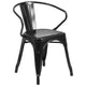 Black |#| 31.5inch Square Black Metal Indoor-Outdoor Table Set with 4 Arm Chairs