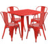 Commercial Grade 31.5" Square Metal Indoor-Outdoor Table Set with 4 Stack Chairs