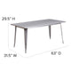 Silver |#| 31.5inch x 63inch Rectangular Silver Metal Indoor-Outdoor Table - Industrial Table