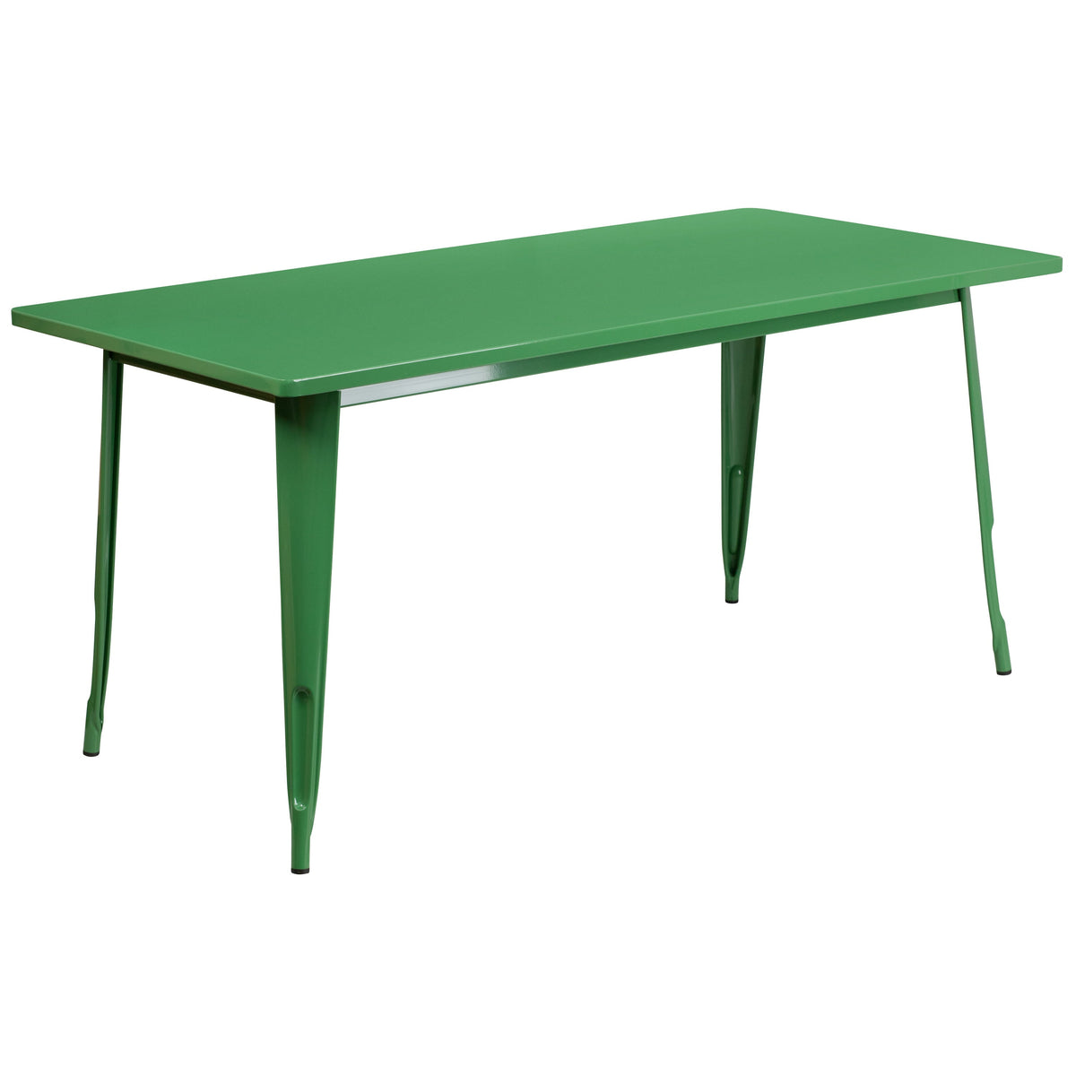 Green |#| 31.5inch x 63inch Rectangular Green Metal Indoor-Outdoor Table - Industrial Table