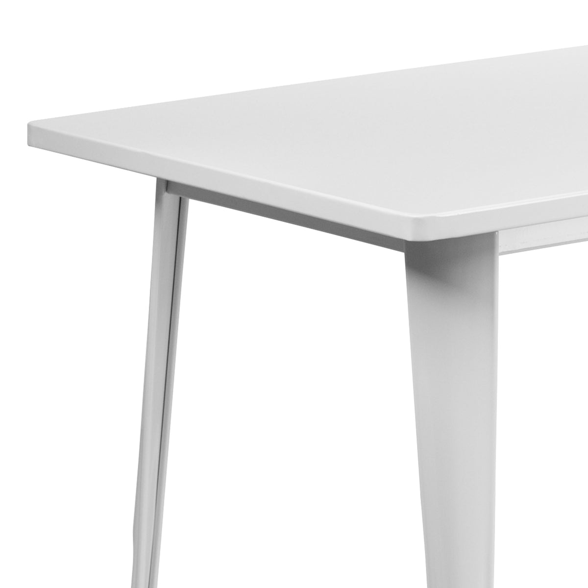 White |#| 31.5inch x 63inch Rectangular White Metal Indoor-Outdoor Table - Industrial Table