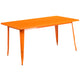Orange |#| 31.5inch x 63inch Rectangular Orange Metal Indoor-Outdoor Table Set with 4 Arm Chairs