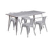 Commercial Grade 31.5" x 63" Rectangular Metal Indoor-Outdoor Table Set with 4 Arm Chairs