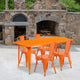 Orange |#| 31.5inch x 63inch Rectangular Orange Metal Indoor-Outdoor Table Set w/ 4 Stack Chairs