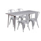 Silver |#| 31.5inch x 63inch Rectangular Silver Metal Indoor-Outdoor Table Set w/ 4 Stack Chairs