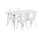 White |#| 31.5inch x 63inch Rectangular White Metal Indoor-Outdoor Table Set w/ 4 Stack Chairs