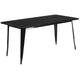 Black |#| 31.5inch x 63inch Rectangular Black Metal Indoor-Outdoor Table Set w/ 4 Stack Chairs