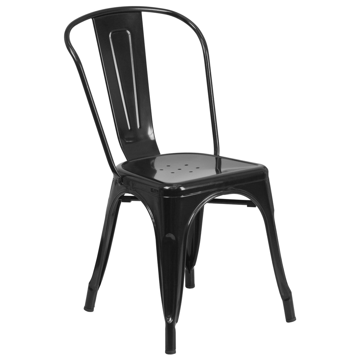 Black |#| 31.5inch x 63inch Rectangular Black Metal Indoor-Outdoor Table Set w/ 4 Stack Chairs