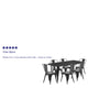 Black |#| 31.5inch x 63inch Rectangular Black Metal Indoor-Outdoor Table Set with 6 Stack Chairs