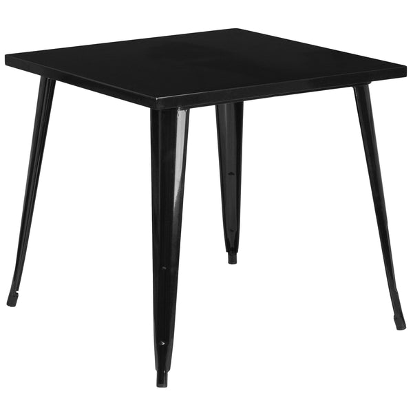 Black |#| 31.75inch Square Black Metal Indoor-Outdoor Table - Event Table