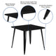 Black |#| 31.75inch Square Black Metal Indoor-Outdoor Table - Event Table