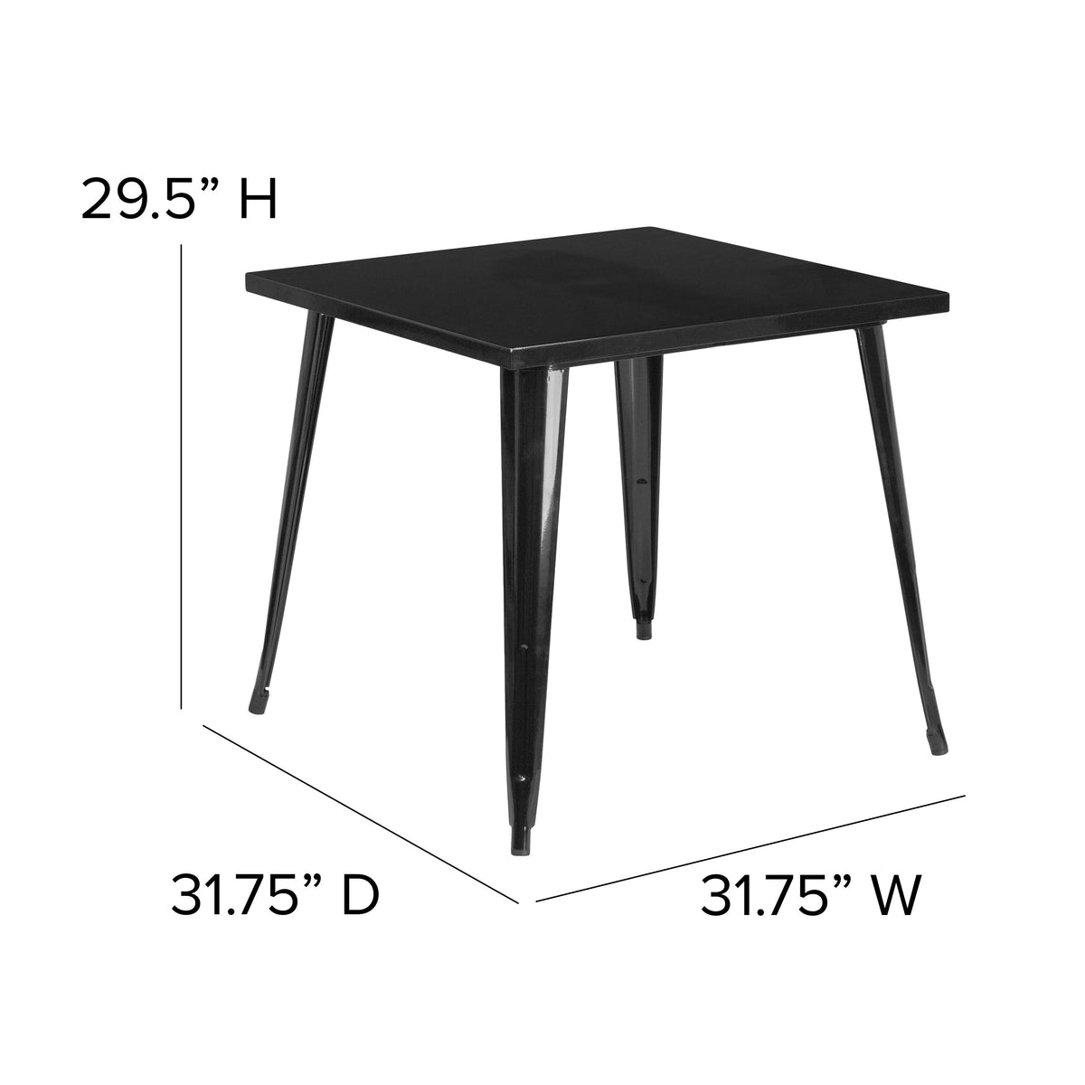 Black |#| 31.75inch Square Black Metal Indoor-Outdoor Table - Event Table