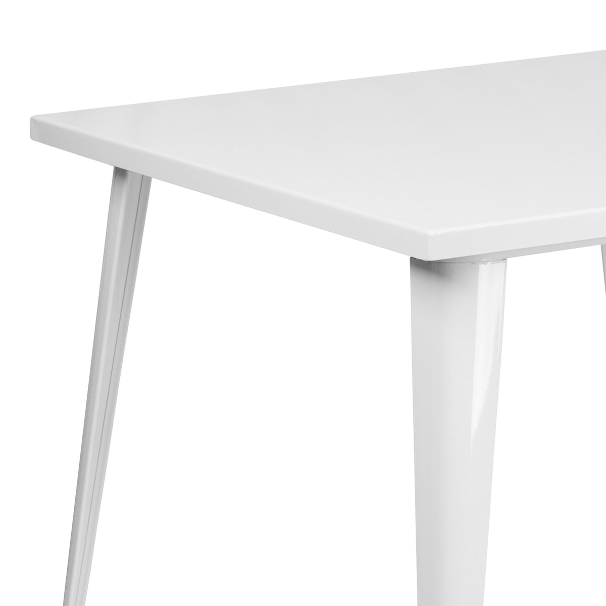 White |#| 35.5inch Square White Metal Indoor-Outdoor Table - Industrial Table