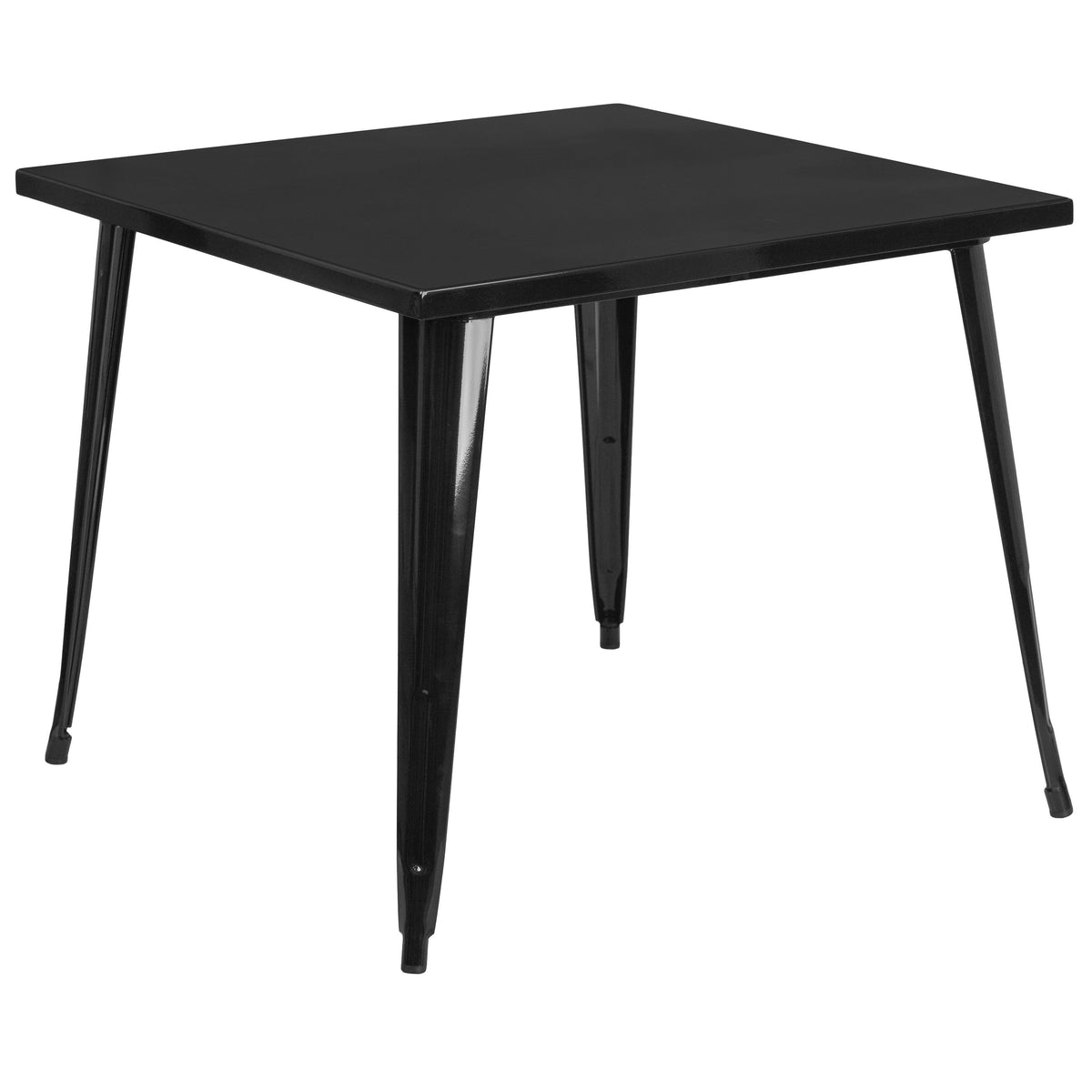 Black |#| 35.5inch Square Black Metal Indoor-Outdoor Table - Industrial Table