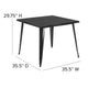 Black |#| 35.5inch Square Black Metal Indoor-Outdoor Table - Industrial Table