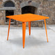 Orange |#| 35.5inch Square Orange Metal Indoor-Outdoor Table - Industrial Table