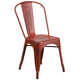 Kelly Red |#| Distressed Kelly Red Metal Indoor-Outdoor Stackable Chair - Kitchen Furniture