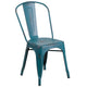 Kelly Blue-Teal |#| Distressed Blue-Teal Metal Indoor-Outdoor Stackable Chair - Kitchen Furniture