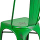 Green |#| Distressed Green Metal Indoor-Outdoor Stackable Chair - Kitchen Furniture