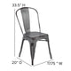 Silver Gray |#| Distressed Silver Gray Metal Indoor-Outdoor Stackable Cafe Bistro Dining Chair