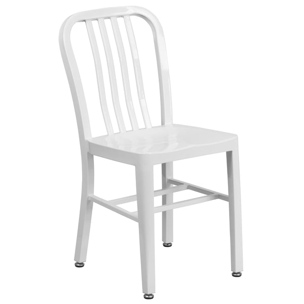White |#| White Metal Indoor-Outdoor Chair - Kitchen Chair - Restaurant Seating