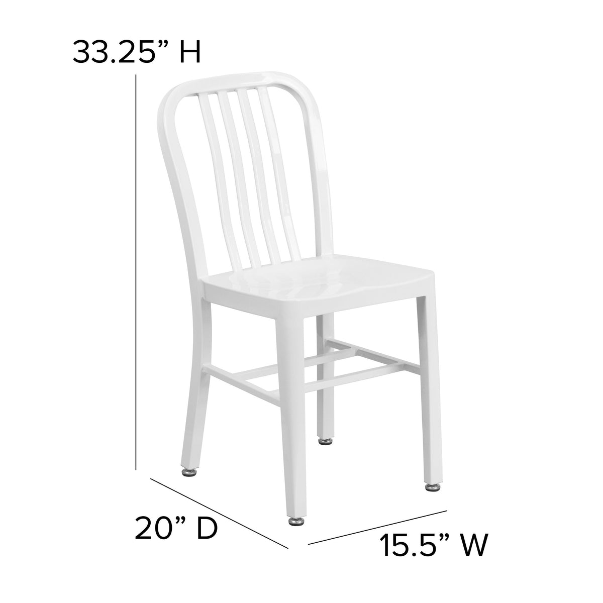 White |#| White Metal Indoor-Outdoor Chair - Kitchen Chair - Restaurant Seating