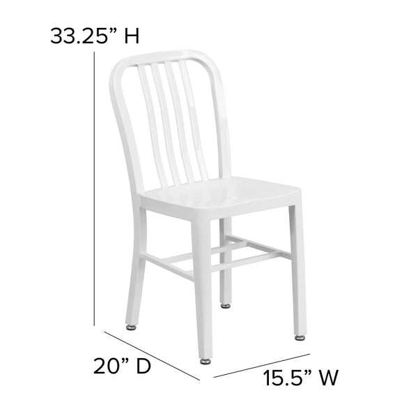 White |#| White Metal Indoor-Outdoor Chair - Kitchen Chair - Restaurant Seating