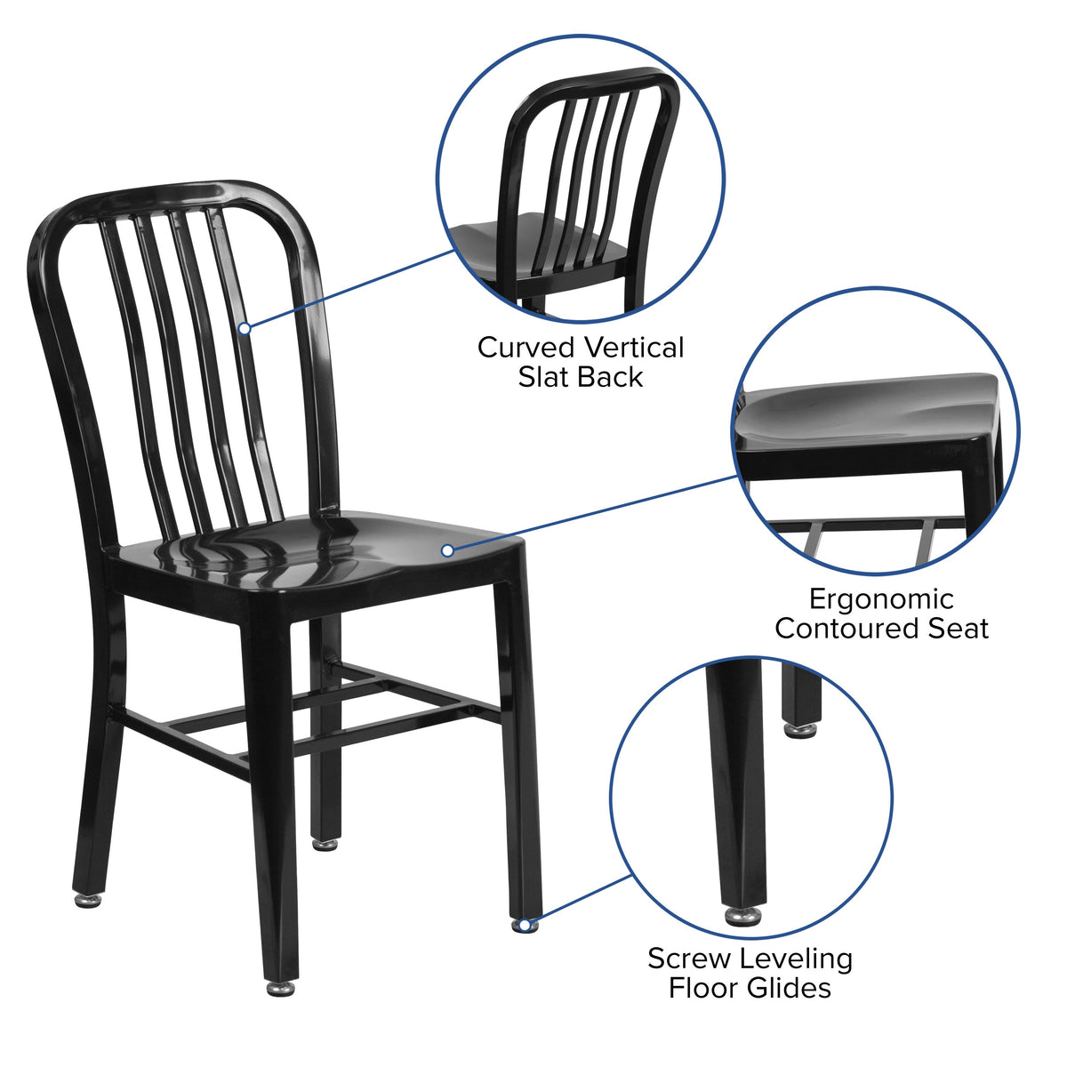 Black |#| Black Metal Indoor-Outdoor Chair - Kitchen Chair - Restaurant Seating