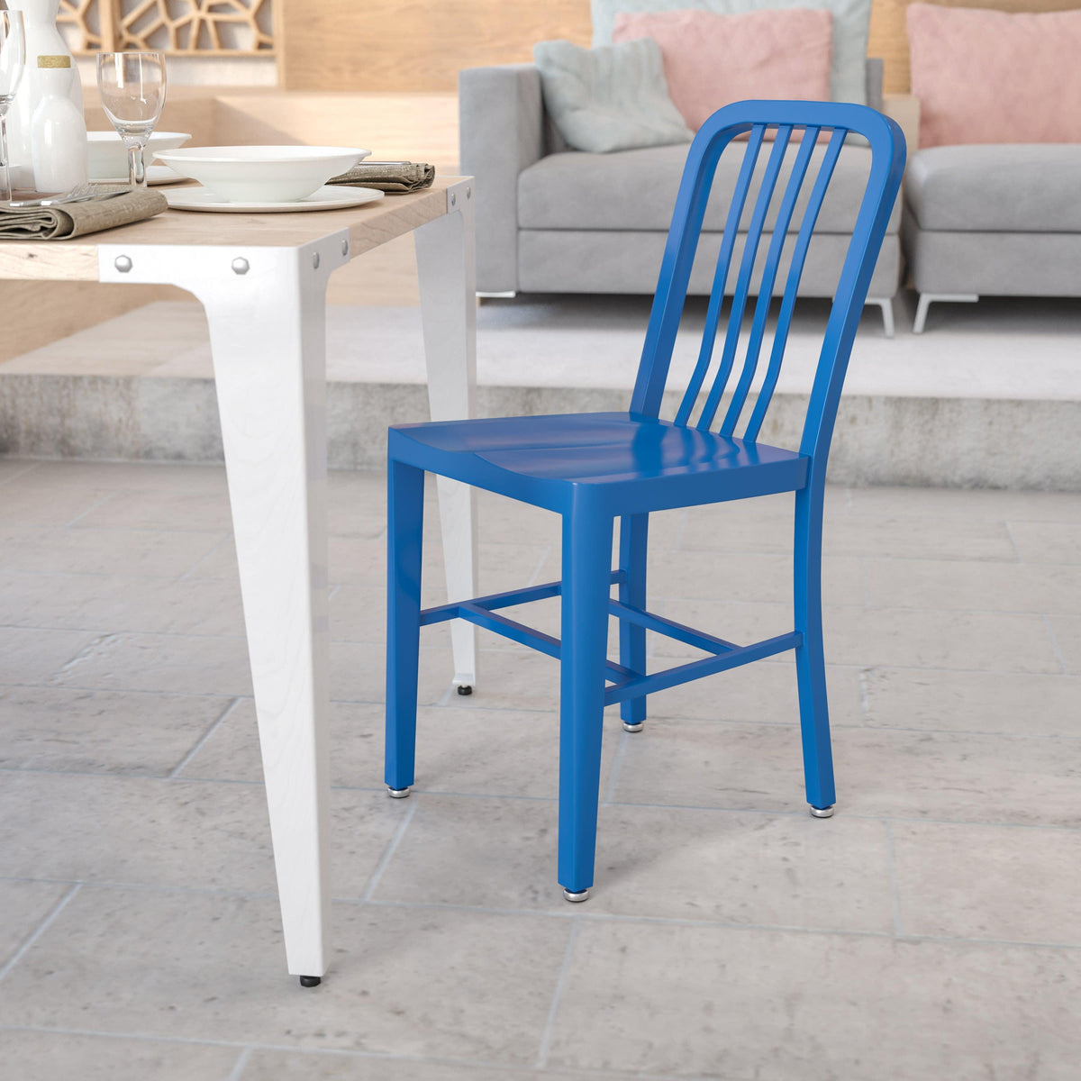 Blue |#| Blue Metal Indoor-Outdoor Chair - Kitchen Chair - Restaurant Seating