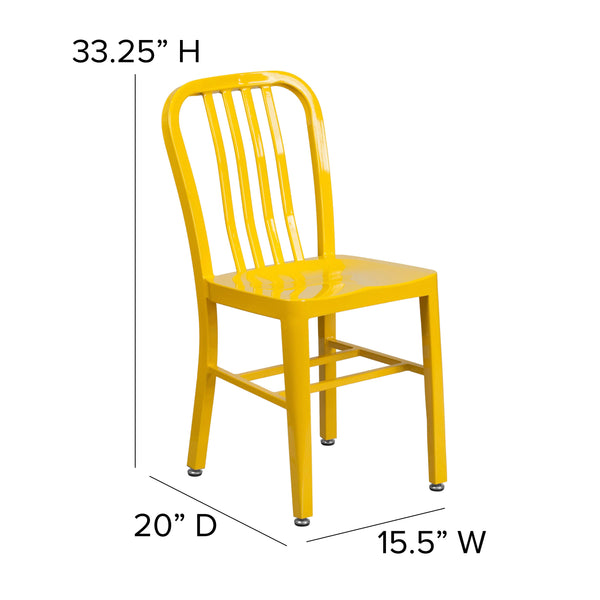 Yellow |#| Yellow Metal Indoor-Outdoor Chair -Kitchen Chair - Restaurant Seating