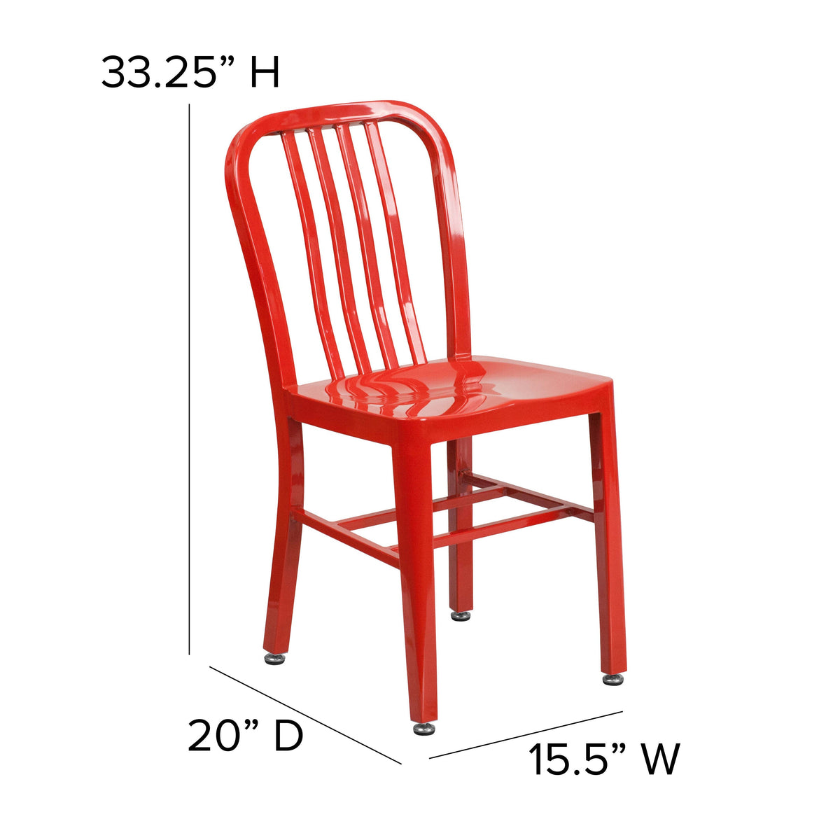 Red |#| Red Metal Indoor-Outdoor Chair - Kitchen Chair - Restaurant Seating