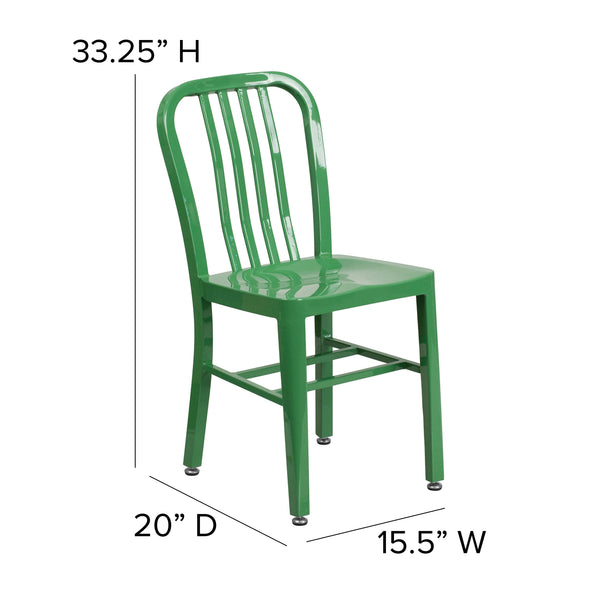 Green |#| Green Metal Indoor-Outdoor Chair - Kitchen Chair - Restaurant Seating