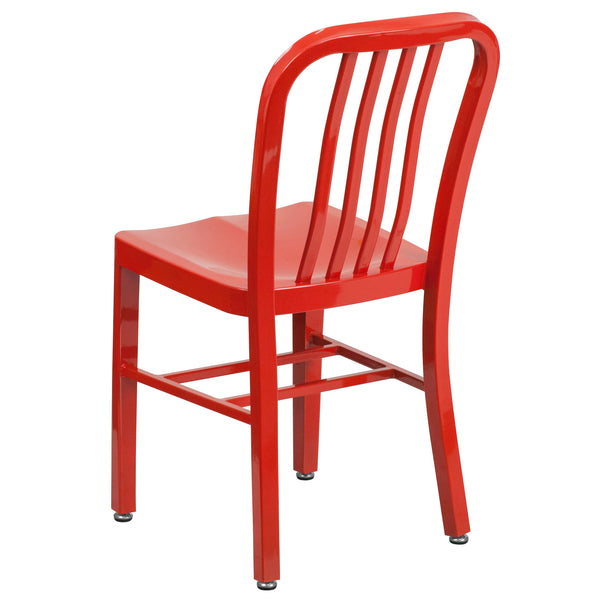 Red |#| Red Metal Indoor-Outdoor Chair - Kitchen Chair - Restaurant Seating