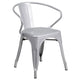 Silver |#| Silver Metal Indoor-Outdoor Chair with Arms - Restaurant Furniture