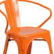 Orange |#| Orange Metal Indoor-Outdoor Chair with Arms - Restaurant Furniture