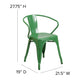 Green |#| Green Metal Indoor-Outdoor Chair with Arms - Restaurant Furniture