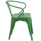 Green |#| Green Metal Indoor-Outdoor Chair with Arms - Restaurant Furniture