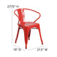 Red |#| Red Metal Indoor-Outdoor Chair with Arms - Restaurant Furniture