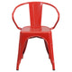 Red |#| Red Metal Indoor-Outdoor Chair with Arms - Restaurant Furniture