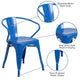 Blue |#| Blue Metal Indoor-Outdoor Chair with Arms - Restaurant Chair - Bistro Chair