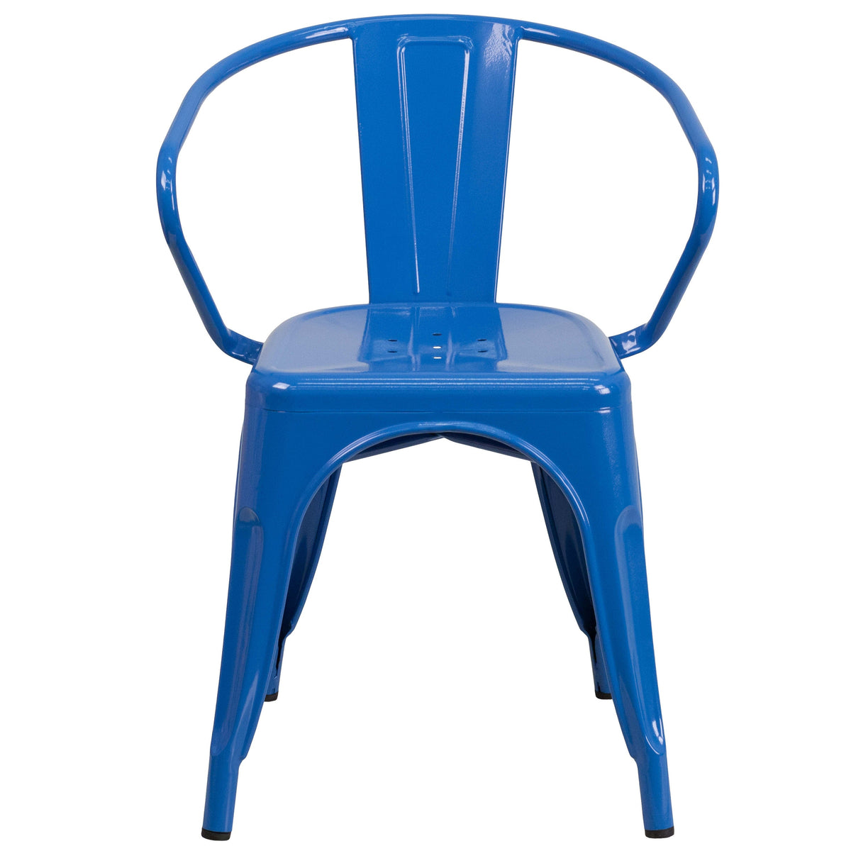 Blue |#| Blue Metal Indoor-Outdoor Chair with Arms - Restaurant Chair - Bistro Chair