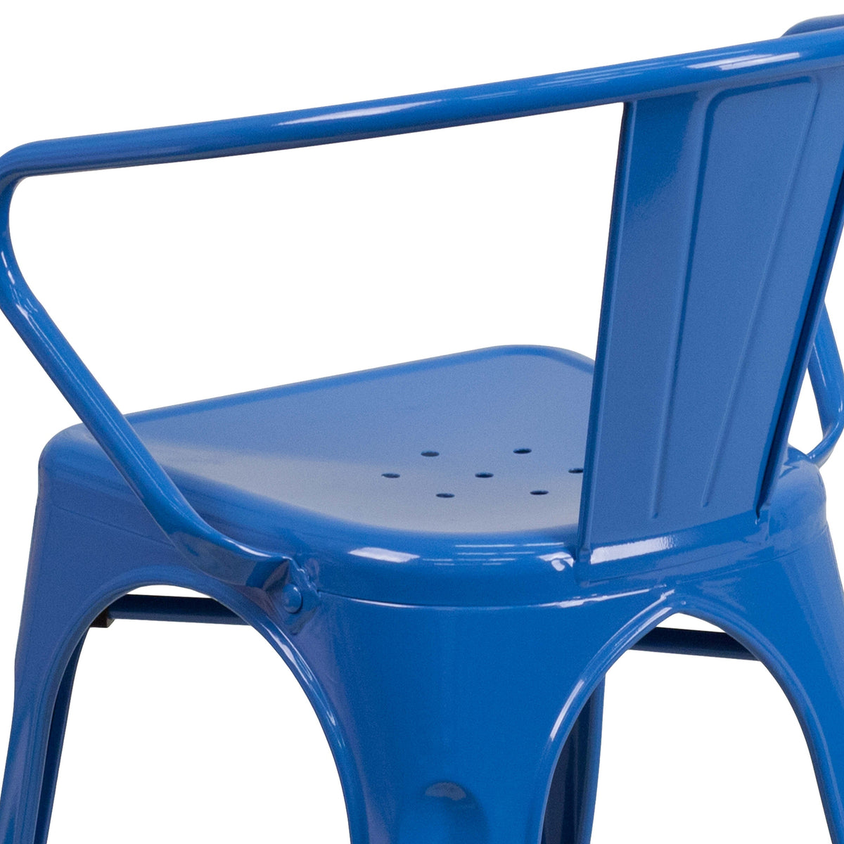 Blue |#| Blue Metal Indoor-Outdoor Chair with Arms - Restaurant Chair - Bistro Chair